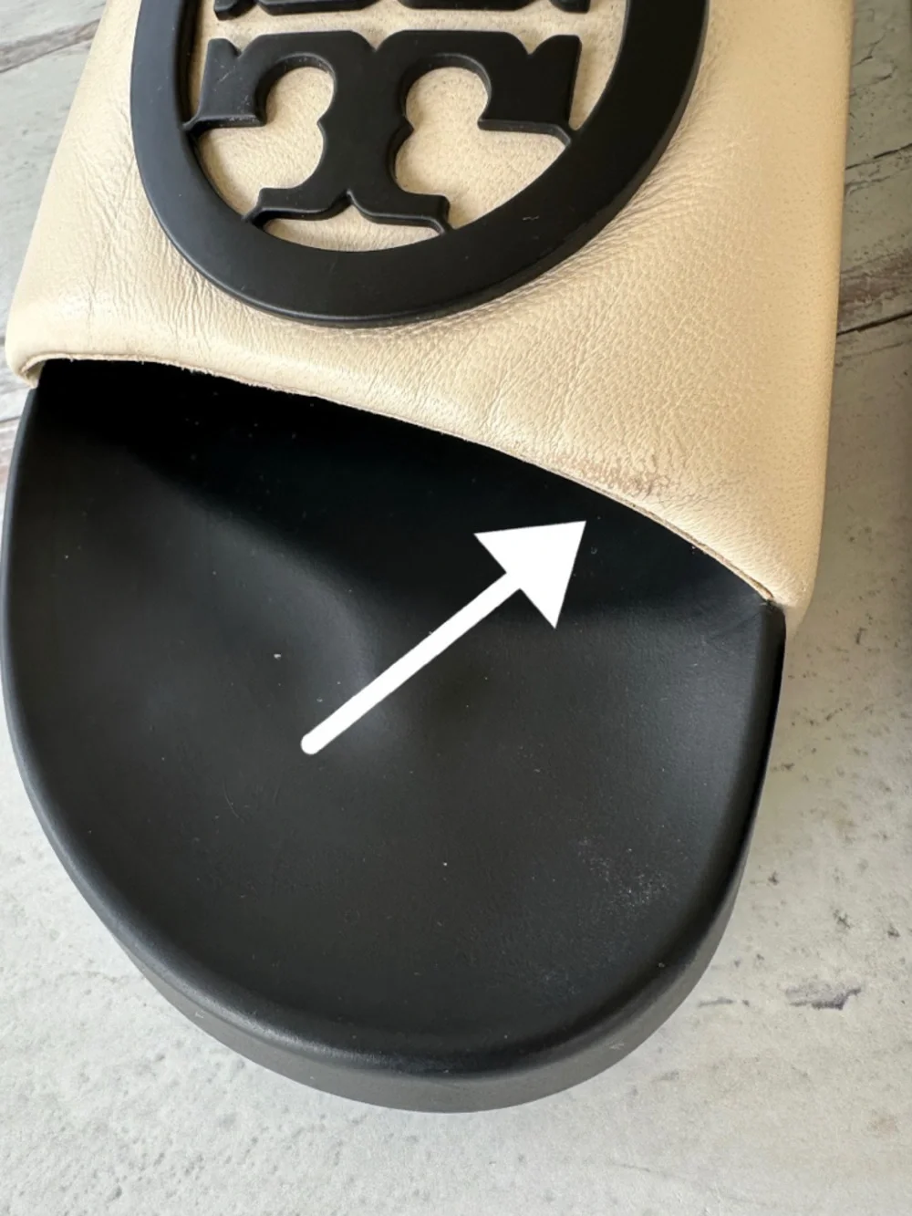 Tory Burch Black & Cream Logo Slide Sandals - Picture 12 of 12